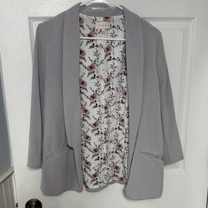 Skies Are Blue Gray Blazer with Floral Lining